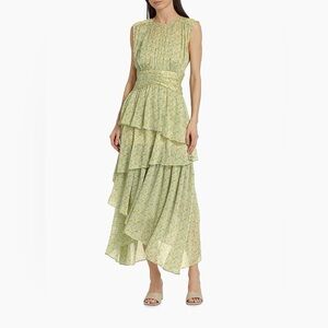 Astr The Label Clio Floral Tiered Ruffled Midi Dress Size XL